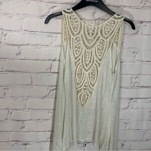 New York & Company Ivory Lace Sleeveless Blouse